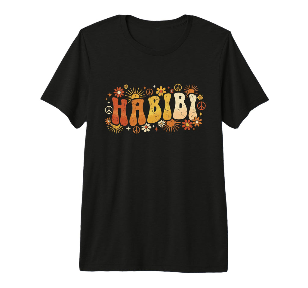 Habibi 70S Typography Flower Hippie T-Shirt - Casual Everyday Wear Unisex - T-Shirt, Sweatshirt, Hoodie