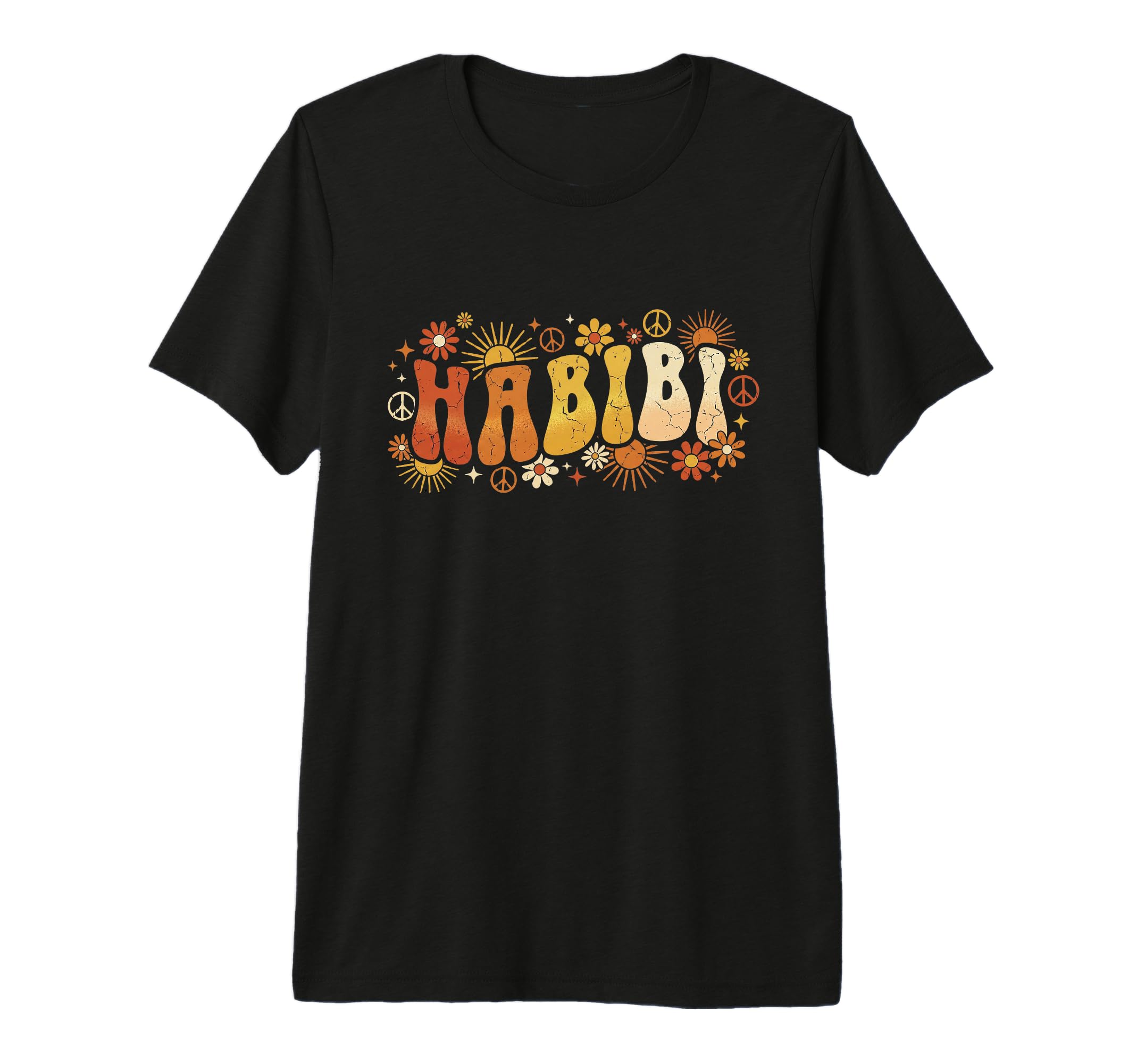 Habibi 70S Typography Flower Hippie T-Shirt - Casual Everyday Wear Unisex - T-Shirt, Sweatshirt, Hoodie