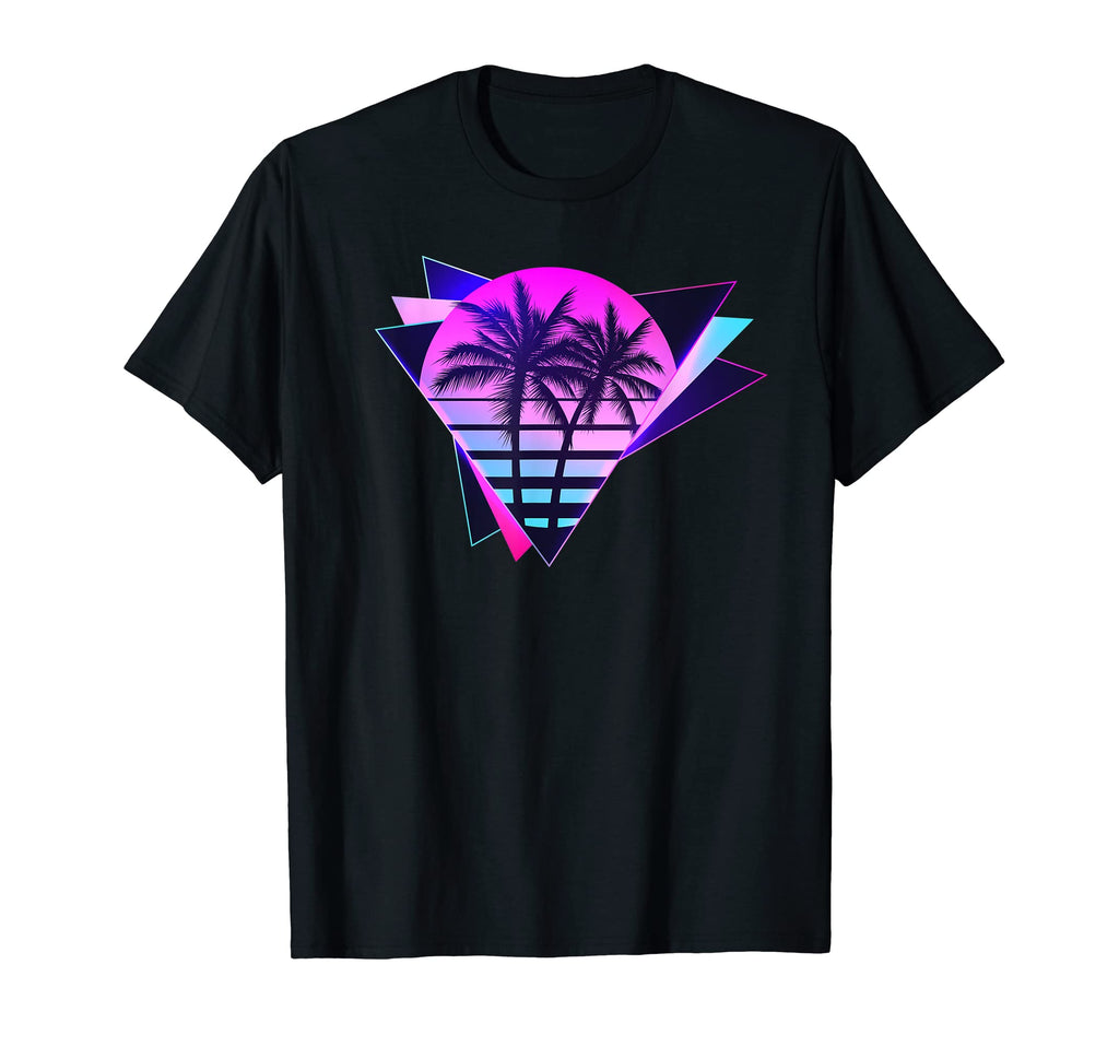 Miami Palm Tree Sunset 80S Vaporwave T-Shirt - Custom Art Print for Adults - T-Shirt, Sweatshirt, Hoodie