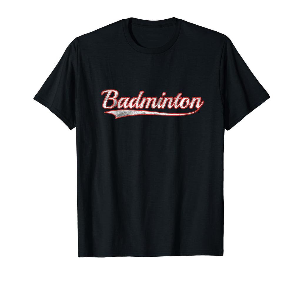 Badminton Varsity Distressed Throwback T-Shirt - Unique Graphic Men Women - T-Shirt, Sweatshirt, Hoodie