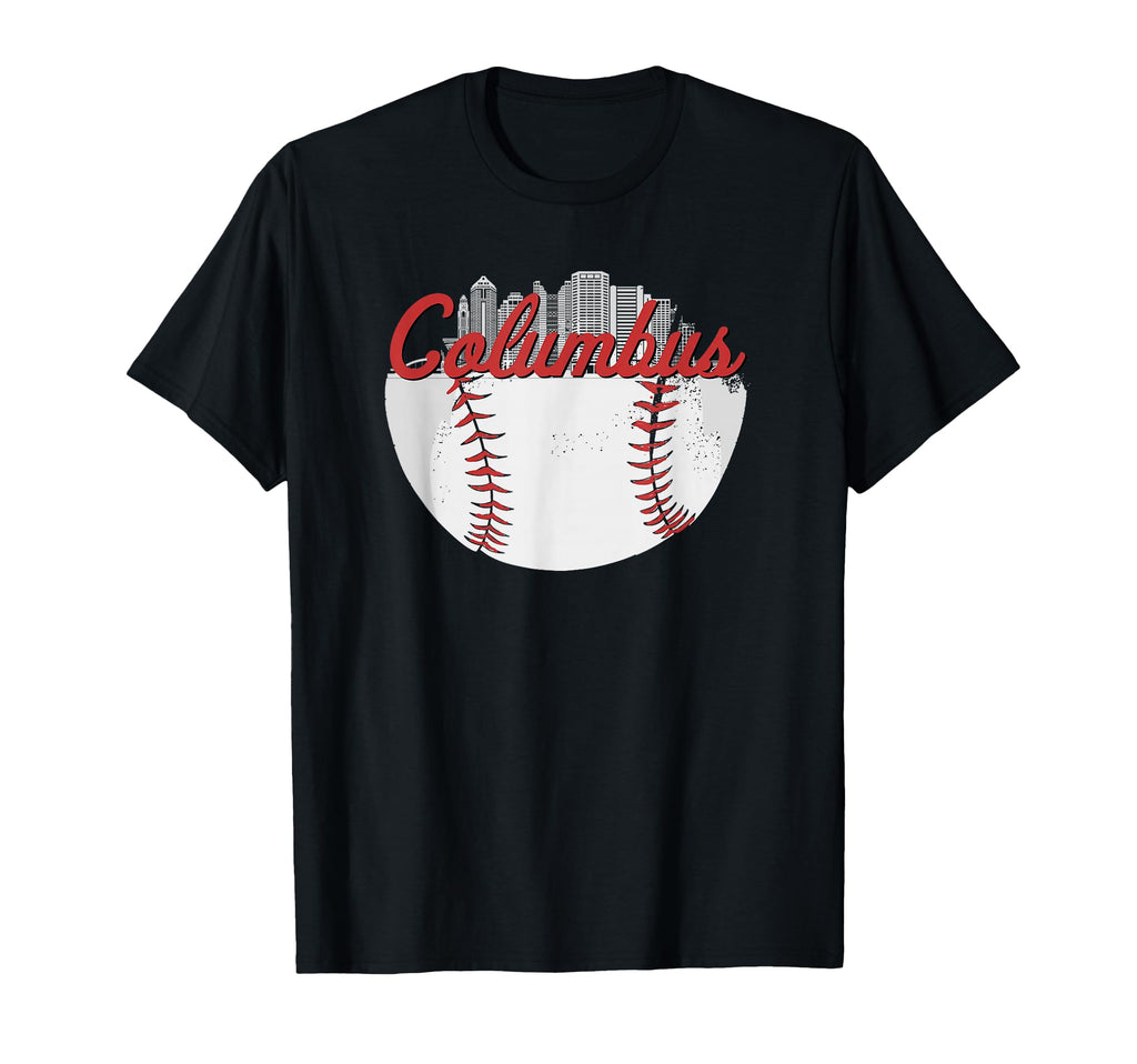 Columbus Skyline Cityscape Baseball T-Shirt - Aesthetic Graphic for Adults - T-Shirt, Sweatshirt, Hoodie