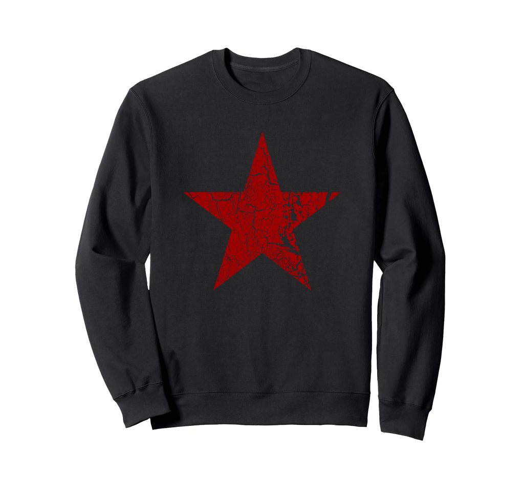 Grunge Distressed Red Star Color Red Sweatshirt - Trendy Graphic Unisex - T-Shirt, Sweatshirt, Hoodie