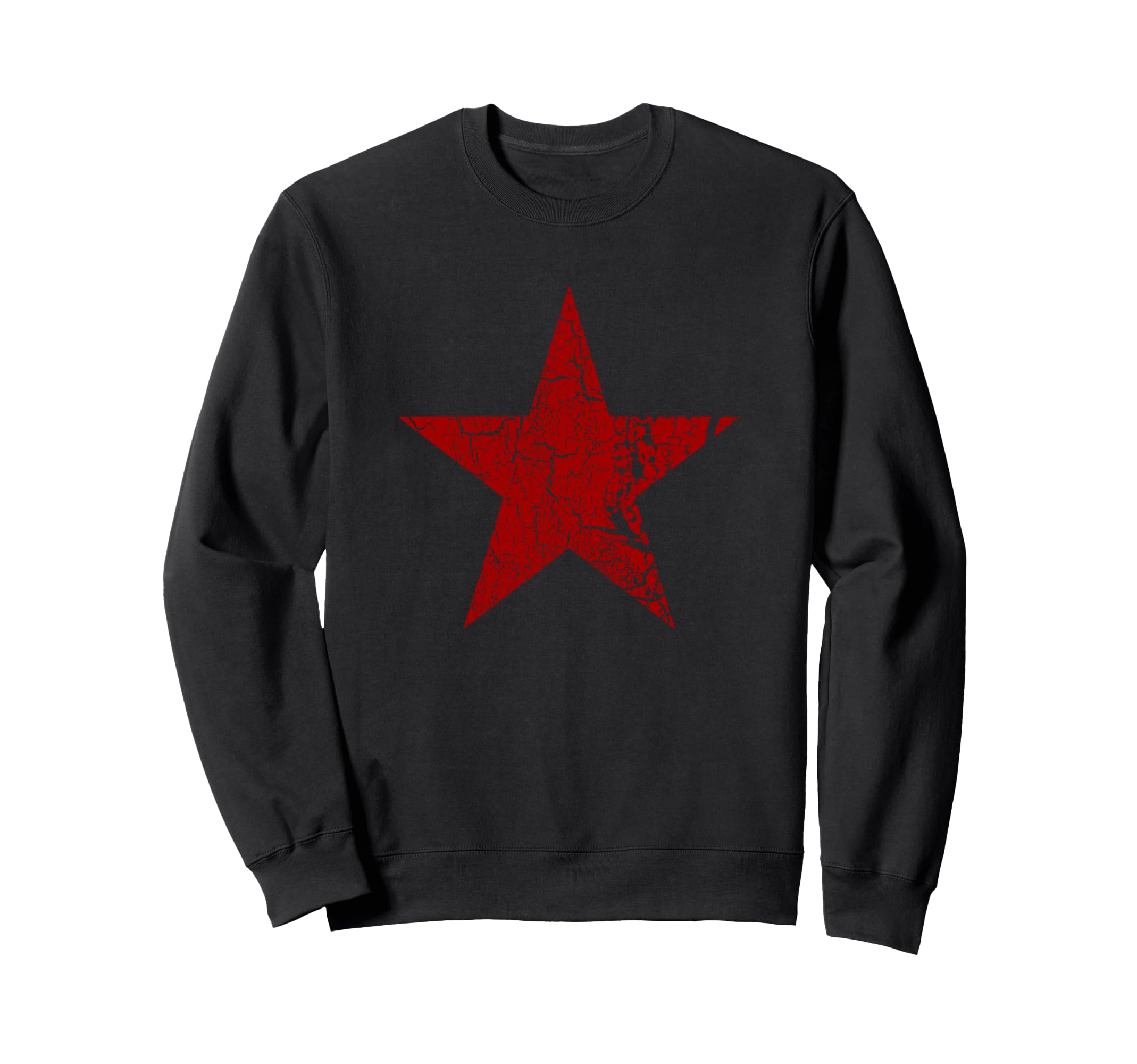 Grunge Distressed Red Star Color Red Sweatshirt - Trendy Graphic Unisex - T-Shirt, Sweatshirt, Hoodie