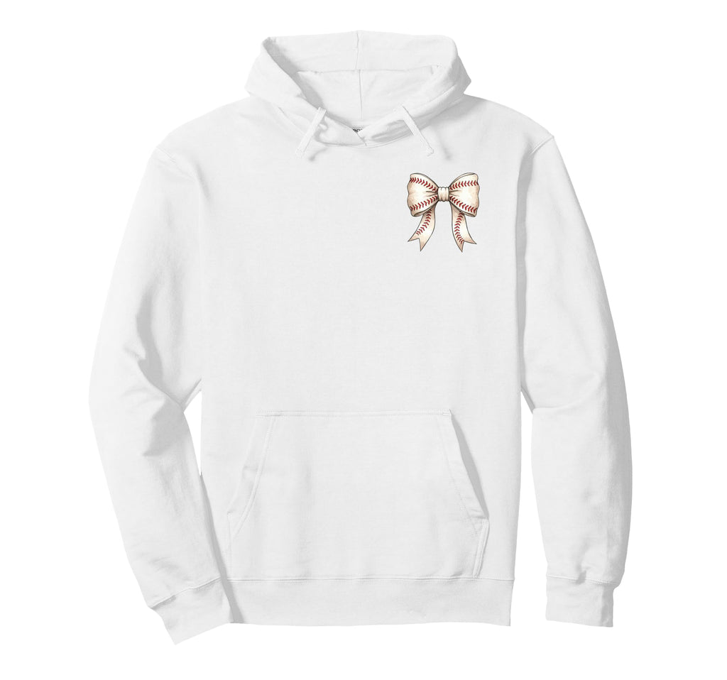 2 Sided Baseball Mama Coquette Bow Hoodie - Custom Art Print for Adults - T-Shirt, Sweatshirt, Hoodie