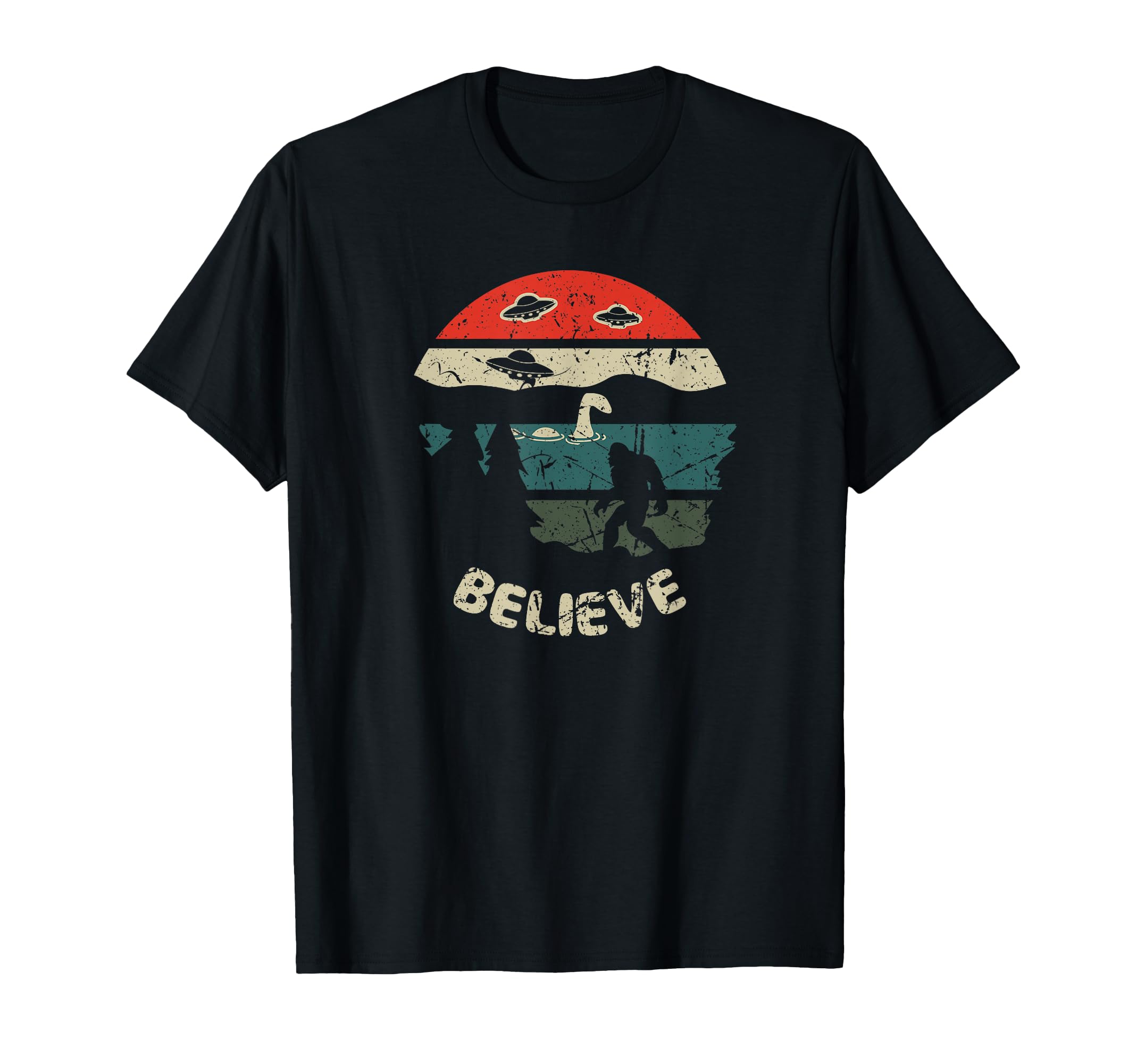 Ufo Nessie Bigfoot Sasquatch T-Shirt - Fun Novelty Design for Adults - T-Shirt, Sweatshirt, Hoodie