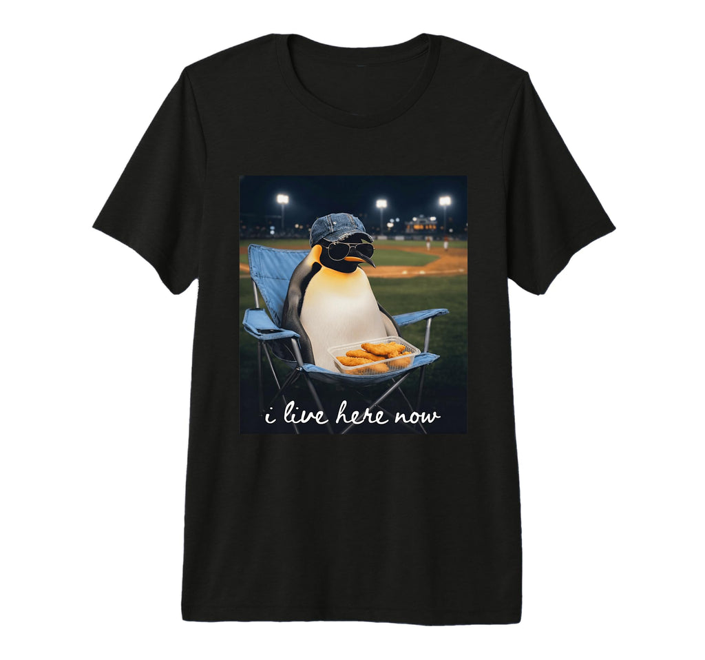 Funny Penguin Baseball Mom I Live Here T-Shirt - Novelty Apparel Unisex - T-Shirt, Sweatshirt, Hoodie