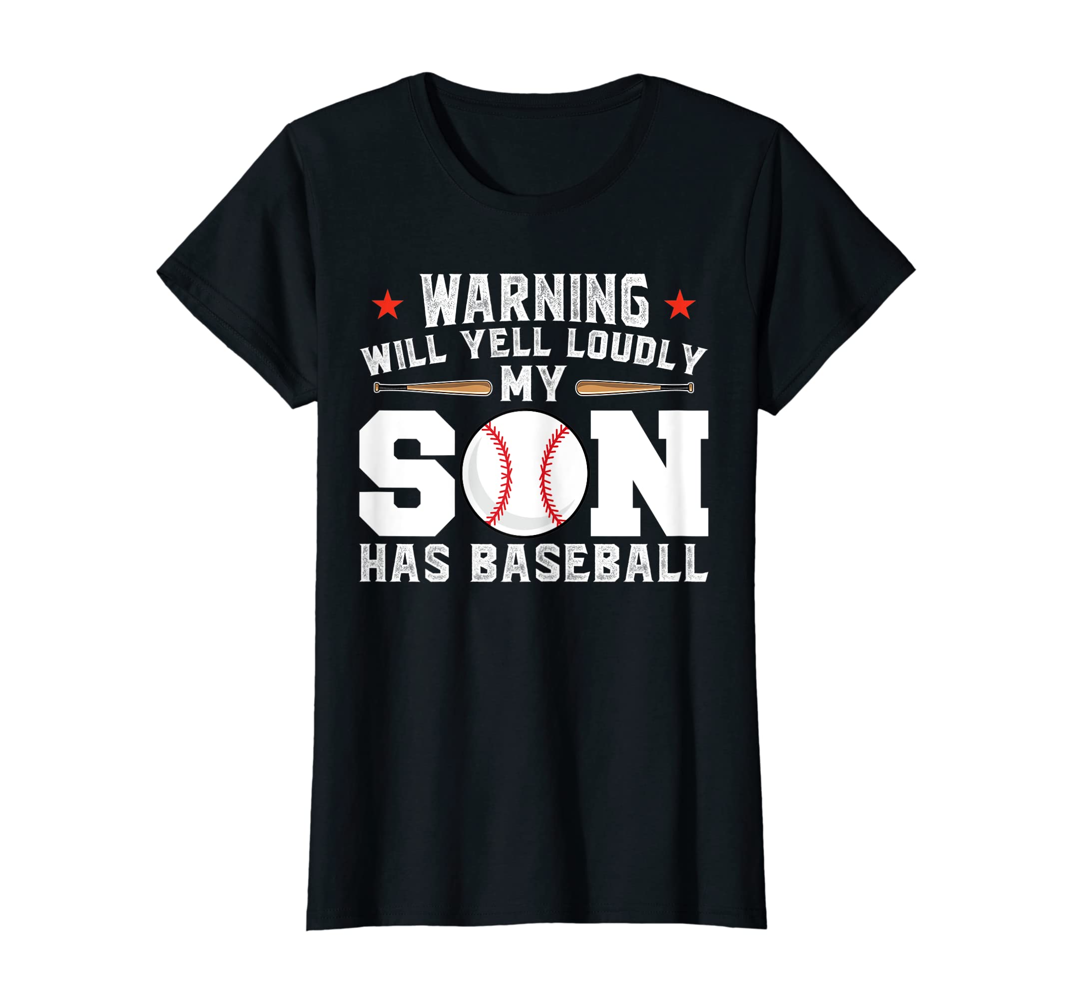 Womens Warning Will Yell Son Has T-Shirt - Minimalist Print Unisex - T-Shirt, Sweatshirt, Hoodie