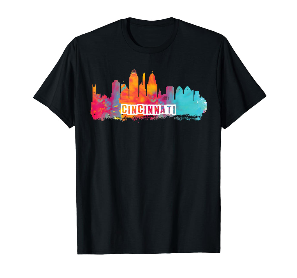 Cincinnati Ohio Watercolor Skyline T-Shirt - Minimalist Print Men Women - T-Shirt, Sweatshirt, Hoodie