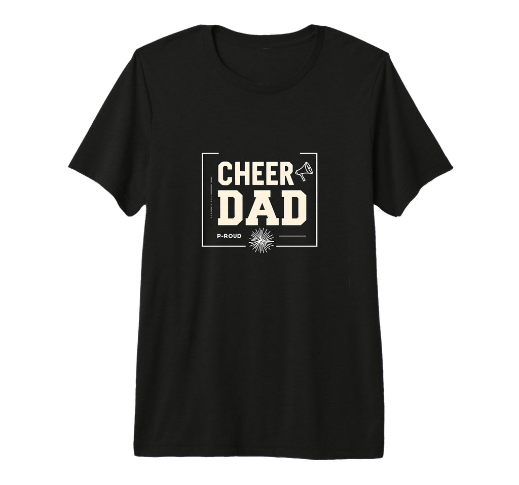 Proud Cheer Dad Megaphone Spirit Pom T-Shirt - Trendy Graphic for Adults - T-Shirt, Sweatshirt, Hoodie