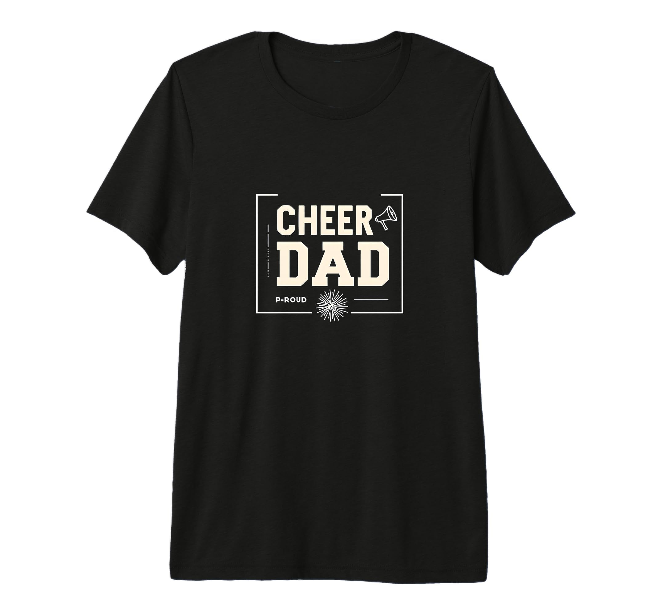 Proud Cheer Dad Megaphone Spirit Pom T-Shirt - Trendy Graphic for Adults - T-Shirt, Sweatshirt, Hoodie