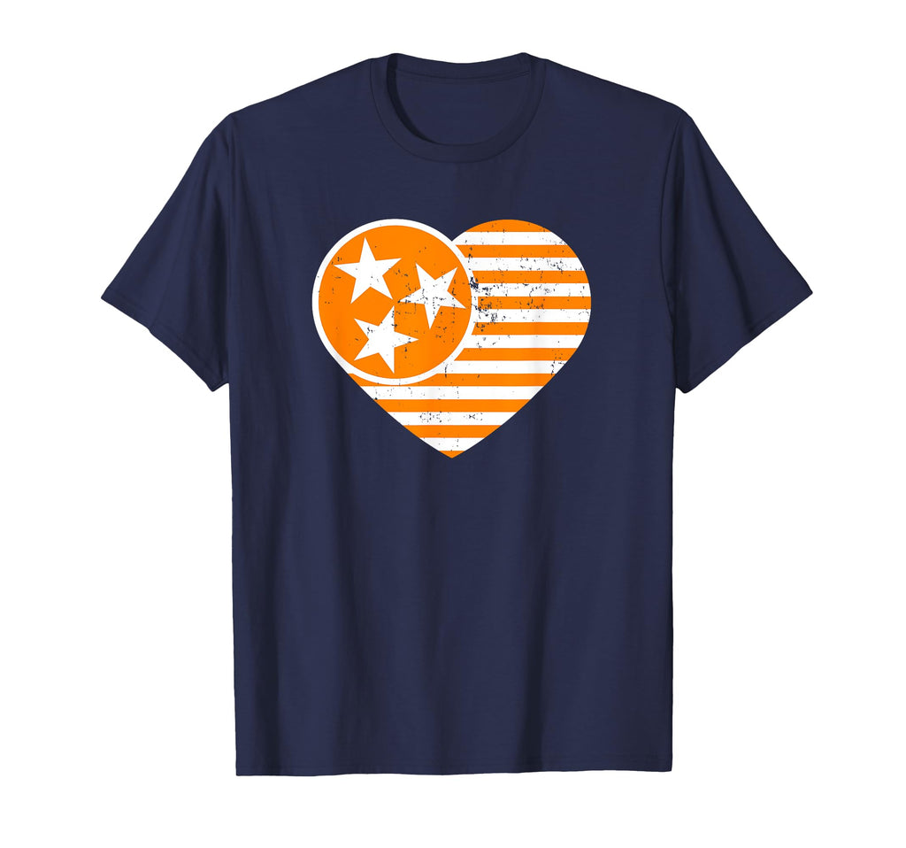 Tennessee Flag Distressed Usa Heart T-Shirt - Casual Everyday Wear Unisex - T-Shirt, Sweatshirt, Hoodie