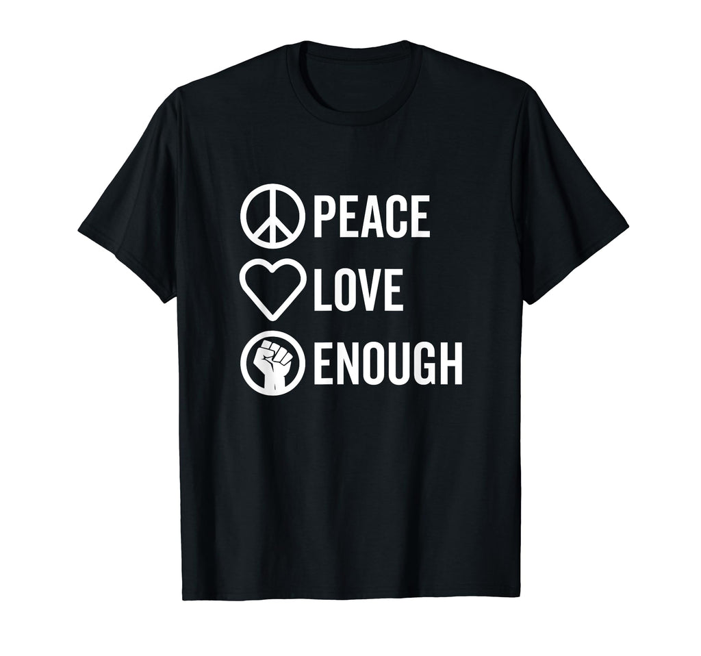 Peace Love Enough Bold Stacked Icons Dark T-Shirt - Minimalist Print Unisex - T-Shirt, Sweatshirt, Hoodie