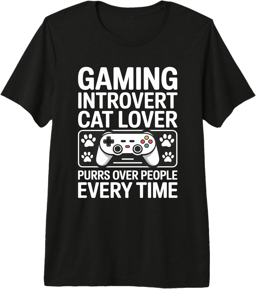 Cat Lover Gaming Introvert - Adult & Kids T-Shirts, Sweatshirts & Hoodies apparel design preview 1