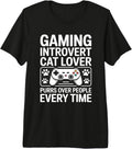 Cat Lover Gaming Introvert - Adult & Kids T-Shirts, Sweatshirts & Hoodies apparel design preview 1