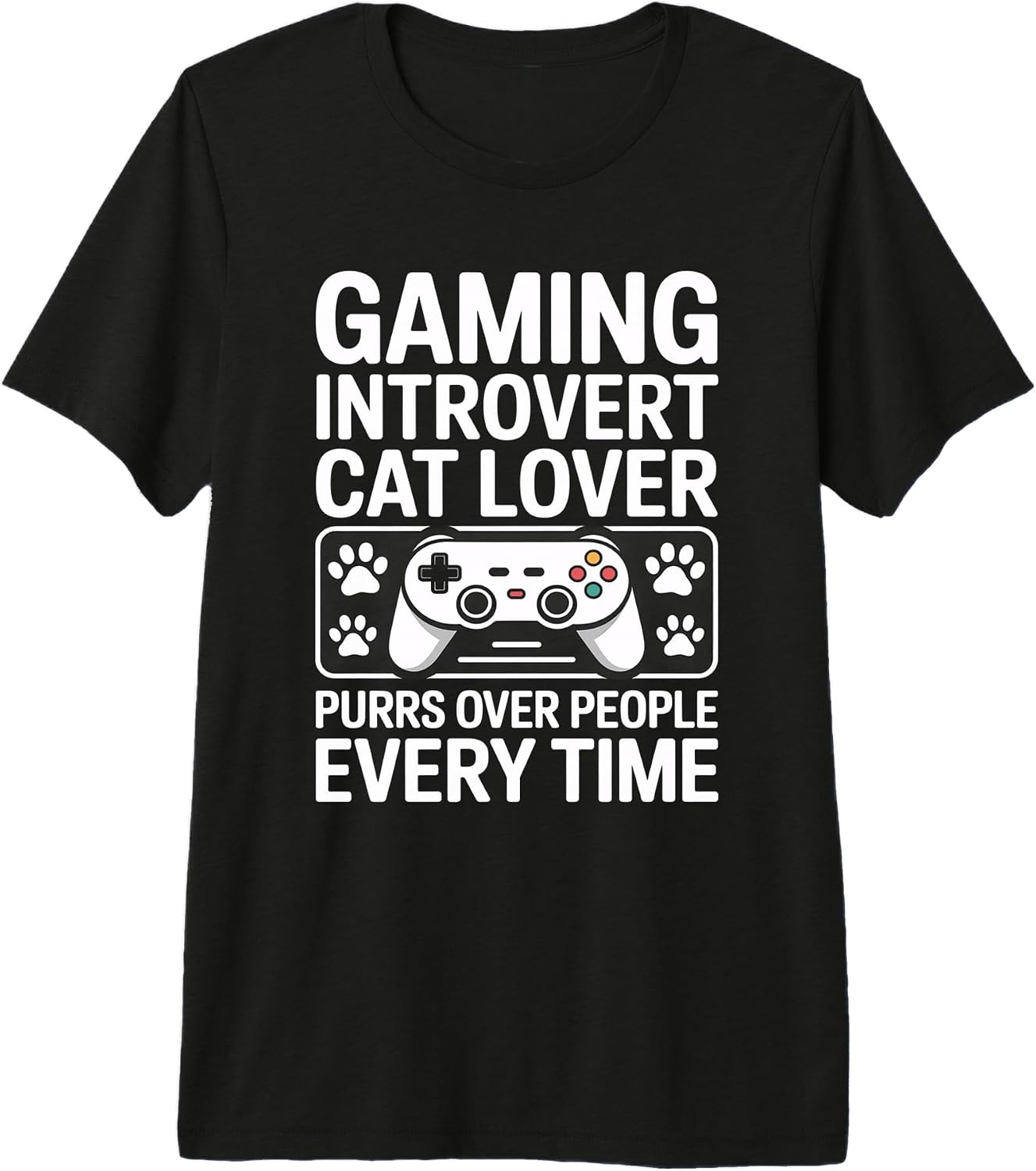 Cat Lover Gaming Introvert - Adult & Kids T-Shirts, Sweatshirts & Hoodies apparel design preview 1