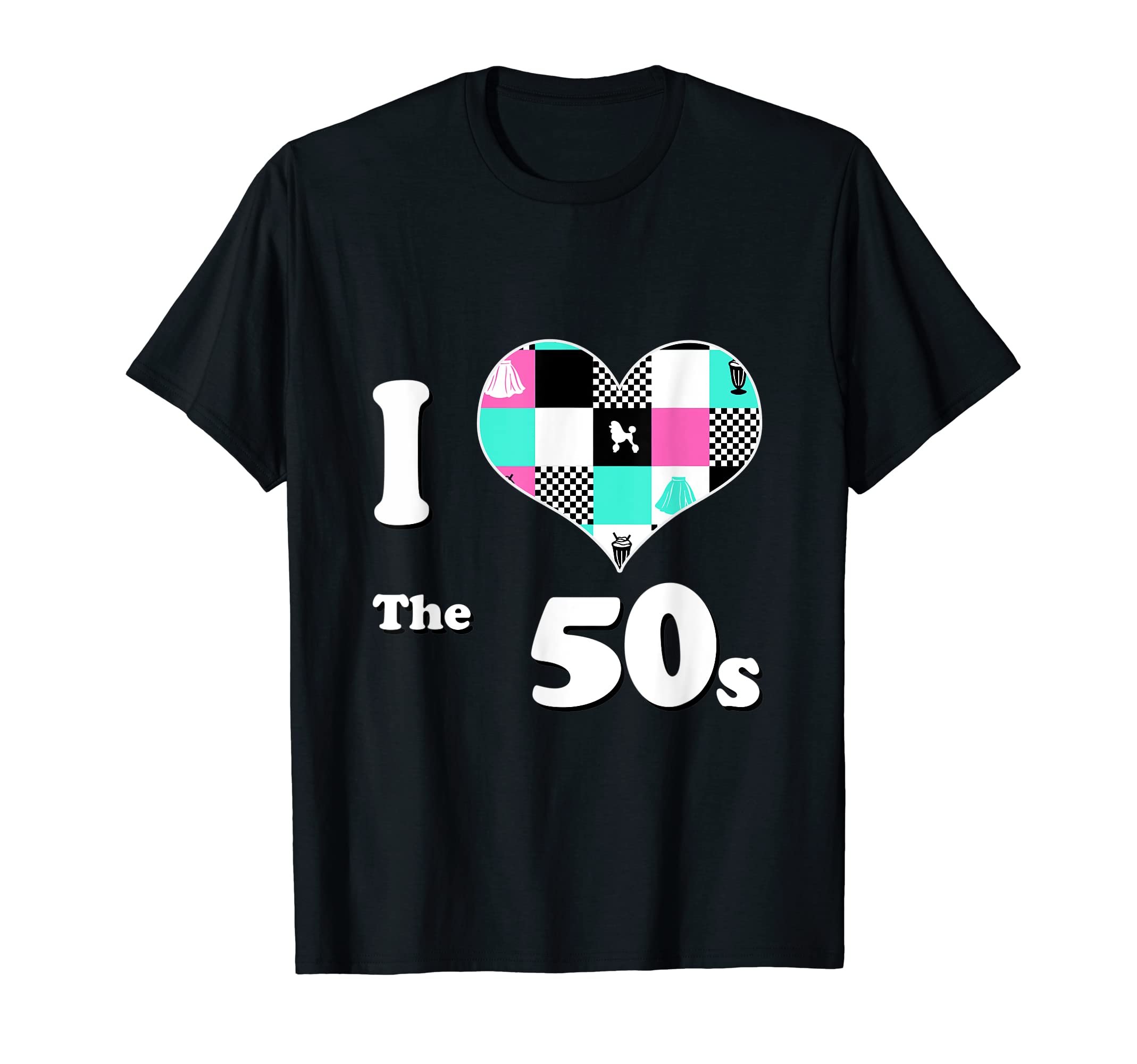 60S 1950S 1960S Diner Grid I Heart 50S T-Shirt - Streetwear Style Unisex - T-Shirt, Sweatshirt, Hoodie