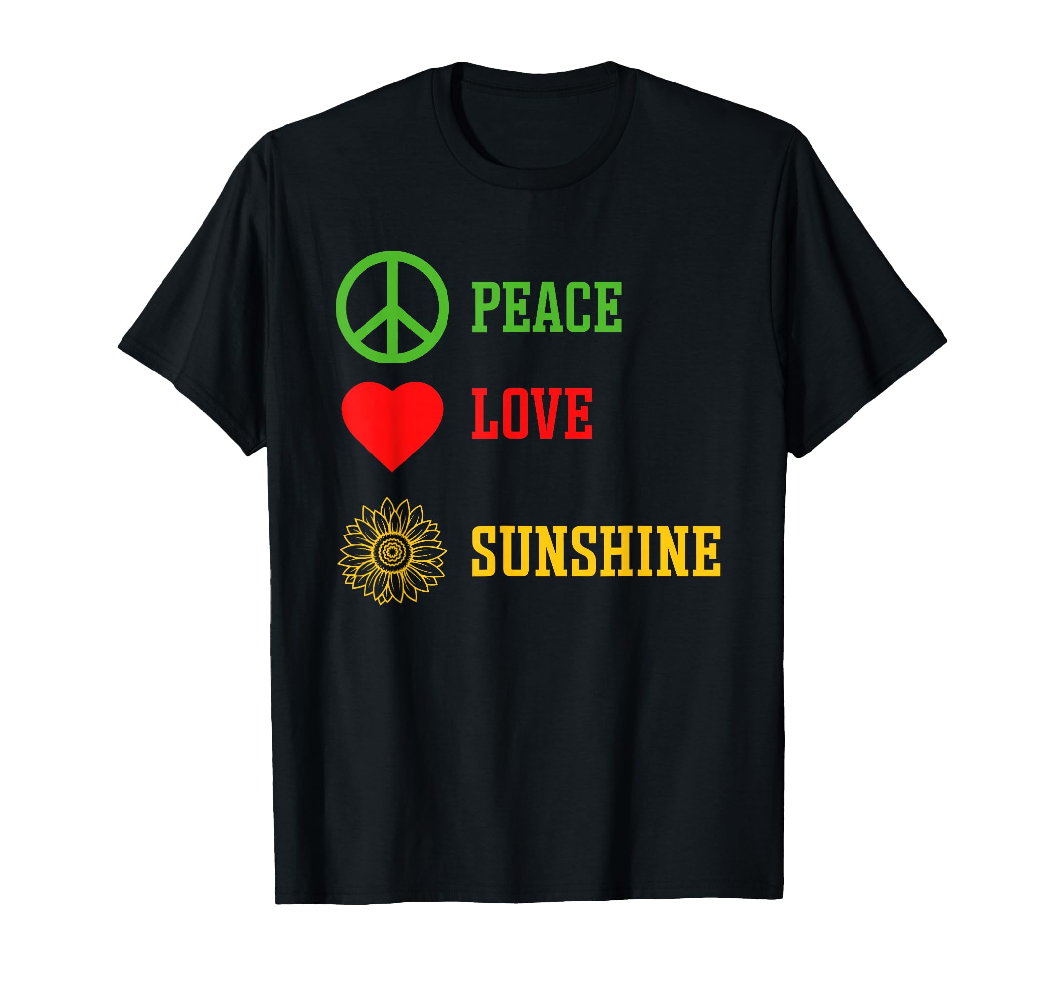 Sunflower Peace Love Sunshine T-Shirt - Unique Graphic for Adults - T-Shirt, Sweatshirt, Hoodie