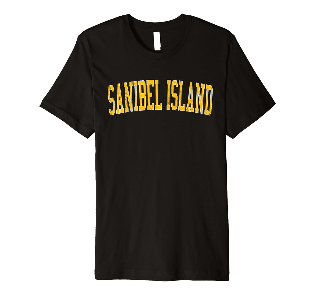 Sanibel Island Distressed Gold Varsity T-Shirt - Novelty Apparel Unisex - T-Shirt, Sweatshirt, Hoodie