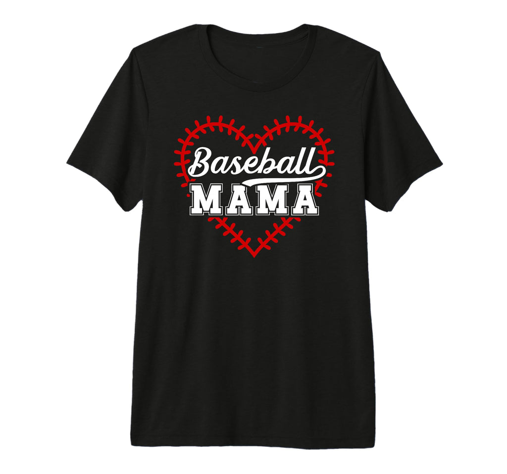Baseball Mama Heart Baseball Mom T-Shirt - Aesthetic Graphic Men Women - T-Shirt, Sweatshirt, Hoodie