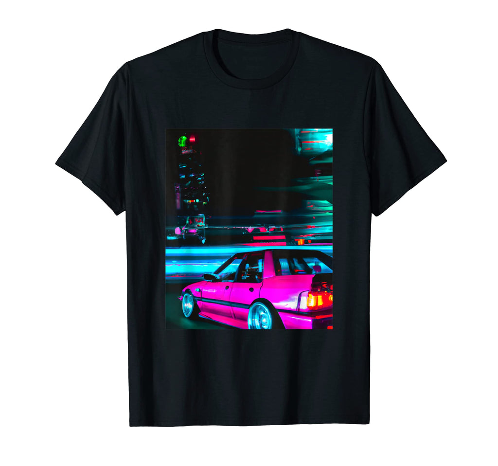 Vaporwave Car Synthwave City T-Shirt - Custom Art Print for Adults - T-Shirt, Sweatshirt, Hoodie