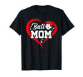 Ball Mom Heart Funny Baseball Soccer Mom T-Shirt - Unique Graphic Men Women - T-Shirt, Sweatshirt, Hoodie