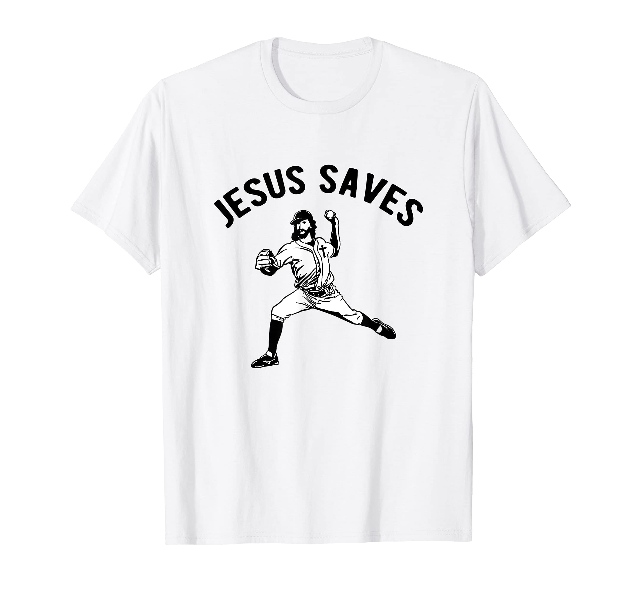 Jesus Saves Baseball Pitcher T-Shirt - Novelty Apparel for Adults - T-Shirt, Sweatshirt, Hoodie