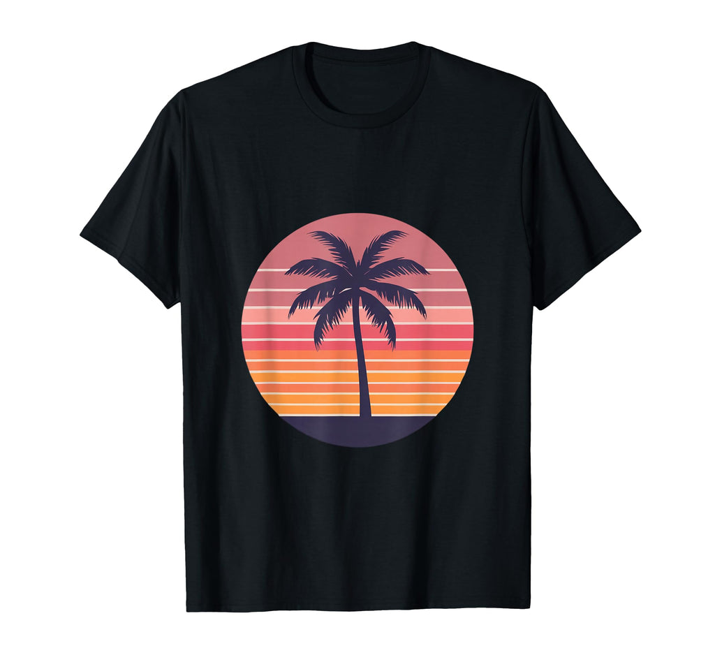 Palm Tree Sunset Minimal Landscape T-Shirt - Novelty Apparel for Adults - T-Shirt, Sweatshirt, Hoodie