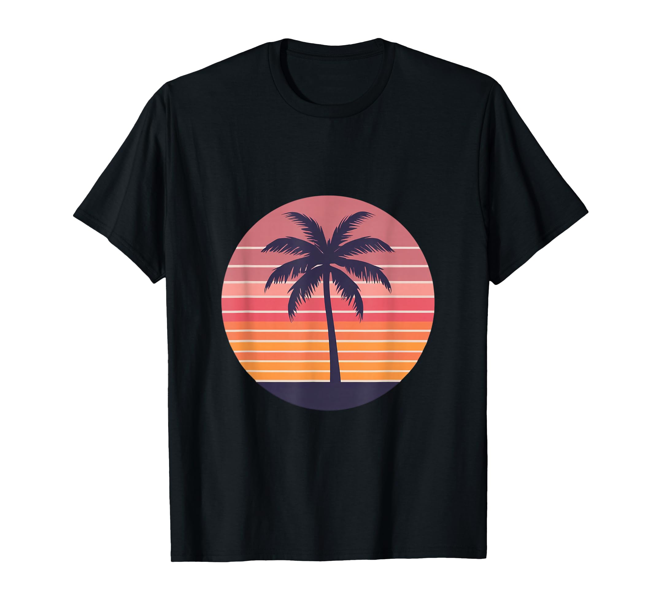 Palm Tree Sunset Minimal Landscape T-Shirt - Novelty Apparel for Adults - T-Shirt, Sweatshirt, Hoodie