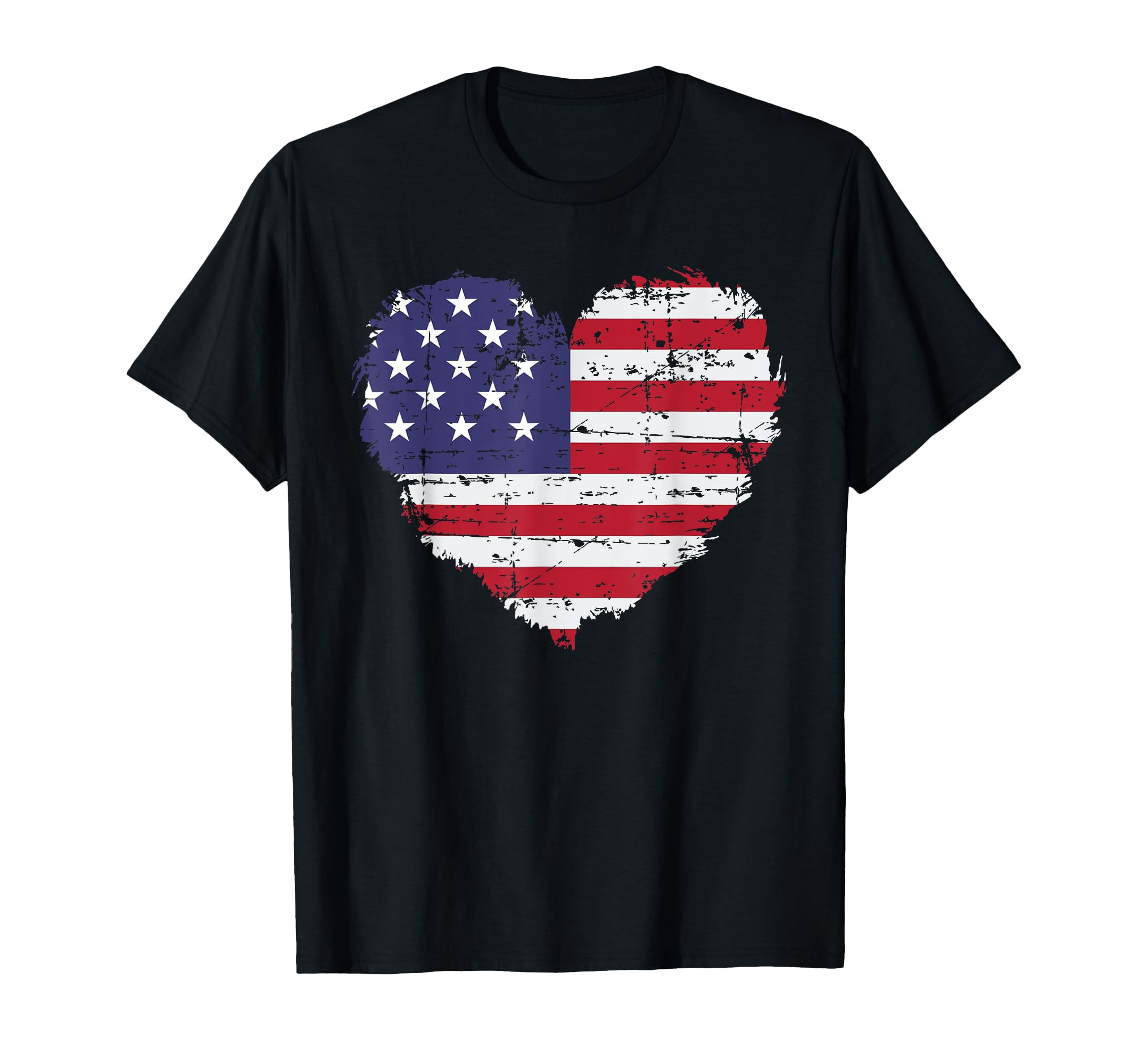 American Flag Heart Distressed Usa T-Shirt - Casual Everyday Wear Unisex - T-Shirt, Sweatshirt, Hoodie