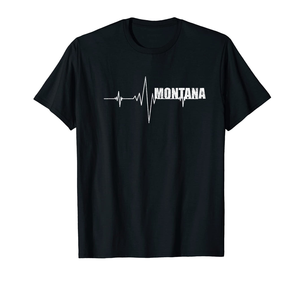 Distressed Montana Heartbeat Montana Gift T-Shirt - Unique Graphic Unisex - T-Shirt, Sweatshirt, Hoodie