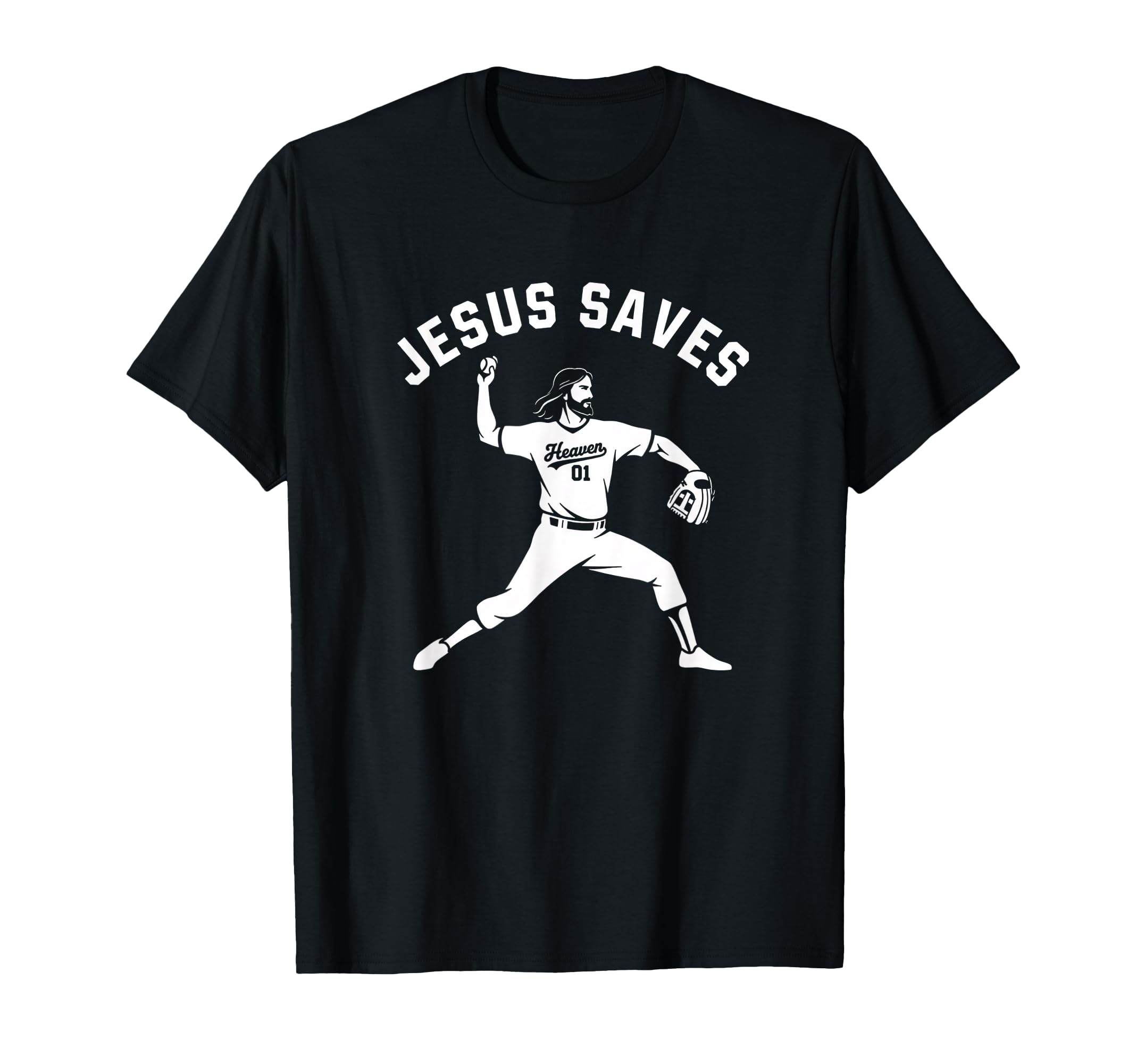 Christian Jesus Saves Baseball Pitcher T-Shirt - Graphic Print Men Women - T-Shirt, Sweatshirt, Hoodie