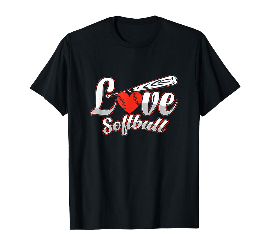 Softball Love Heart Baseball Bat T-Shirt - Casual Everyday Wear Unisex - T-Shirt, Sweatshirt, Hoodie