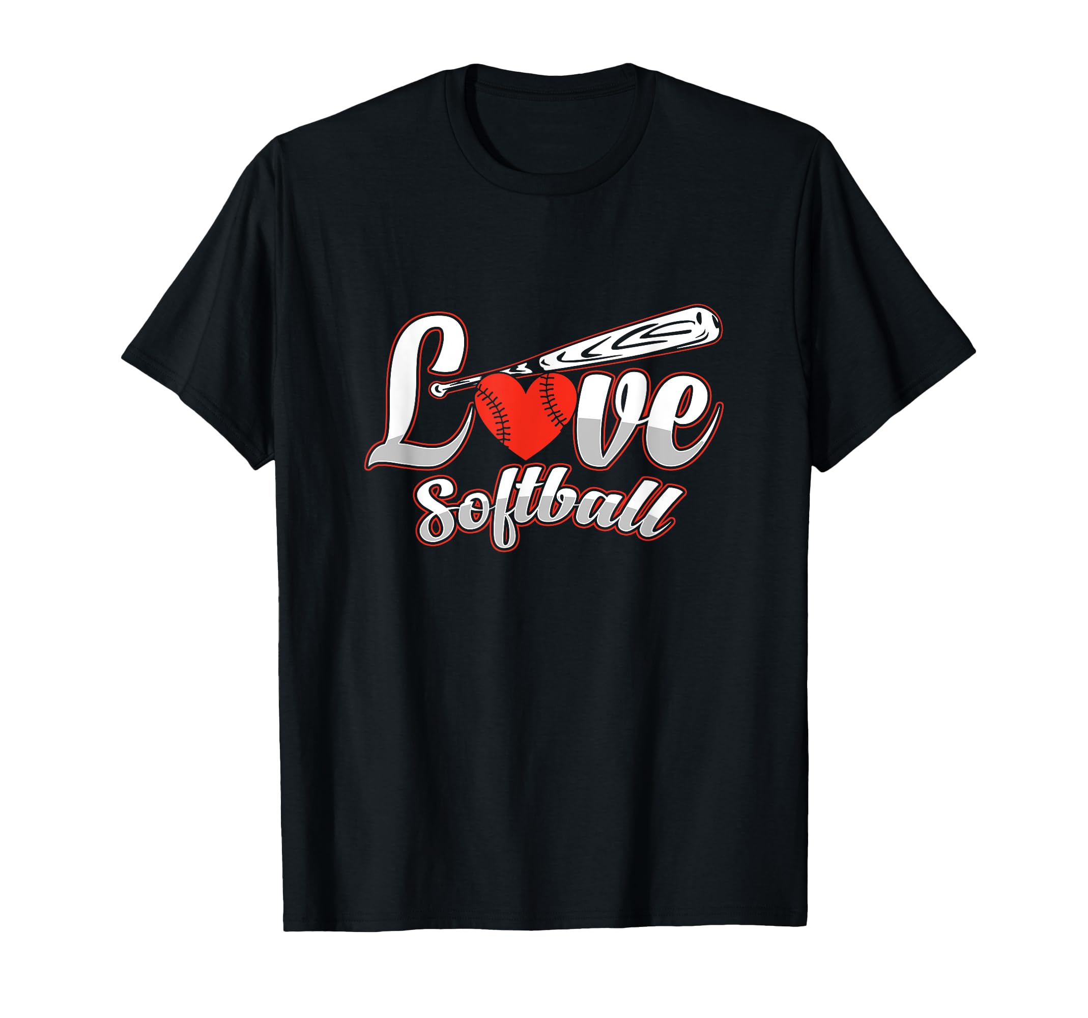 Softball Love Heart Baseball Bat T-Shirt - Casual Everyday Wear Unisex - T-Shirt, Sweatshirt, Hoodie