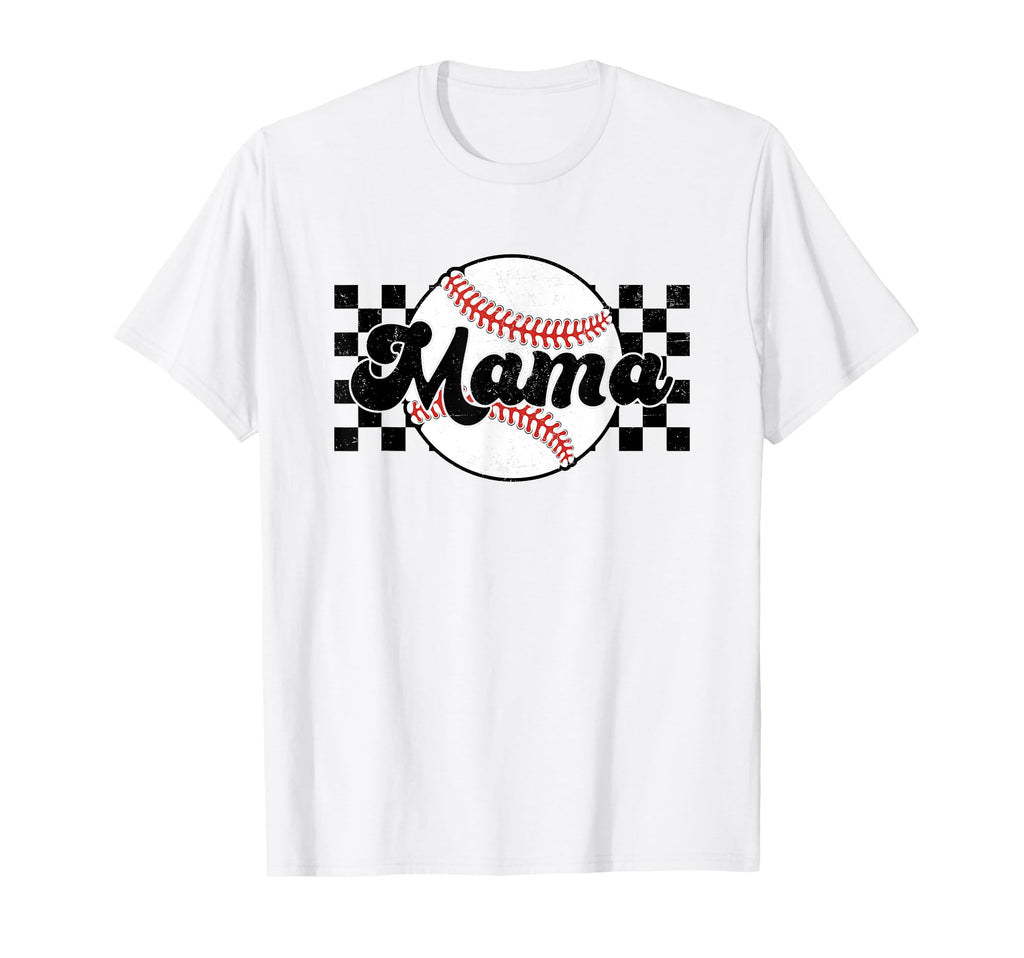 Checkered Baseball Mama Fun Baseball T-Shirt - Trendy Graphic Men Women - T-Shirt, Sweatshirt, Hoodie