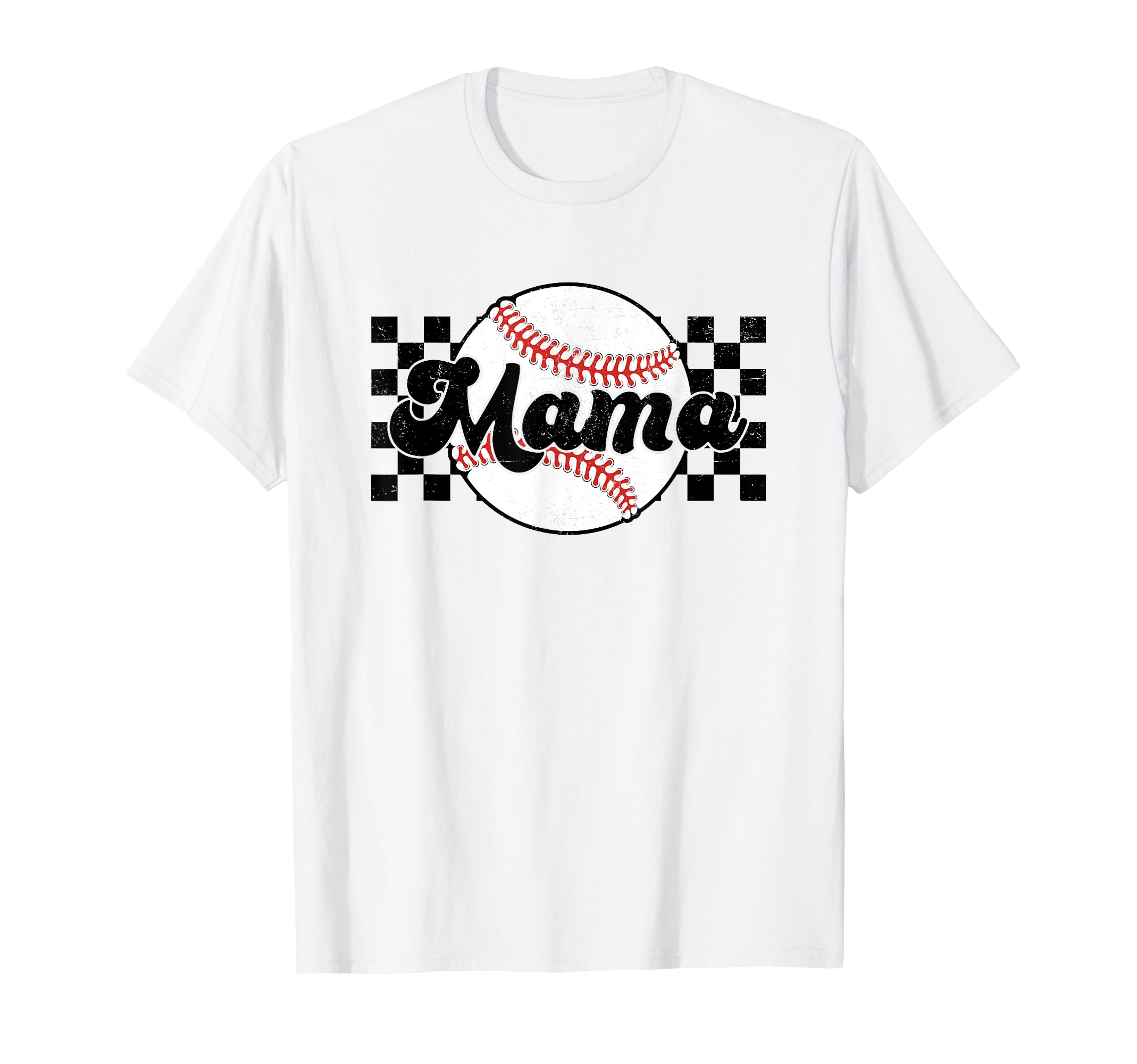 Checkered Baseball Mama Fun Baseball T-Shirt - Trendy Graphic Men Women - T-Shirt, Sweatshirt, Hoodie