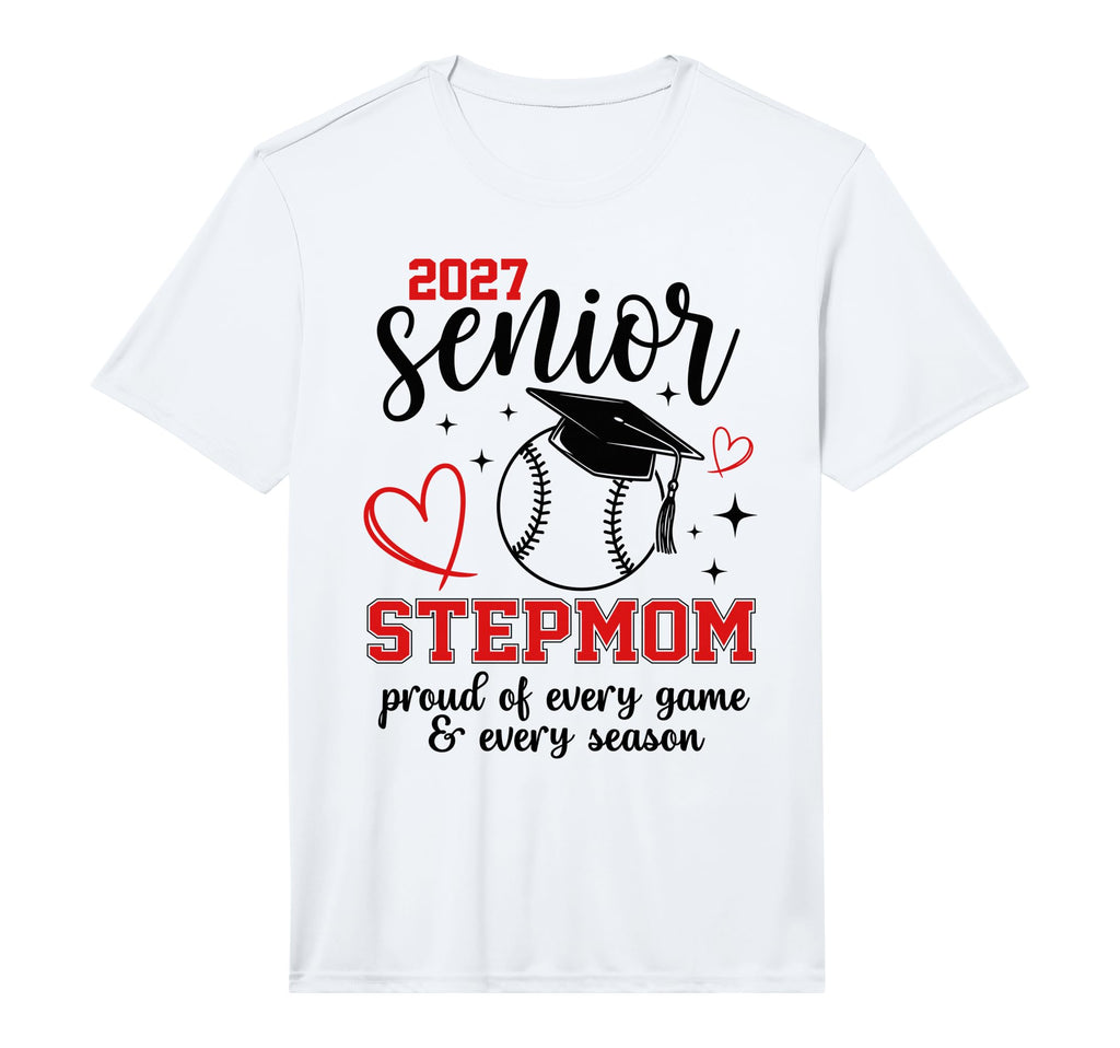 2027 Senior Baseball Stepmom Proud T-Shirt - Minimalist Print for Adults - T-Shirt, Sweatshirt, Hoodie