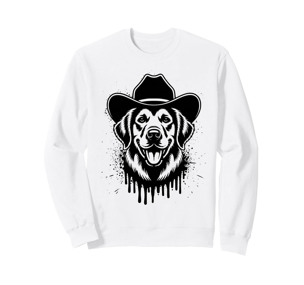 Funny Golden Retriever Cowboy Western Sweatshirt - Custom Art Print Unisex - T-Shirt, Sweatshirt, Hoodie