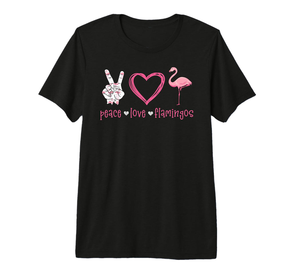 Peace Love Flamingo Hand Sign Heart T-Shirt - Custom Art Print Unisex - T-Shirt, Sweatshirt, Hoodie
