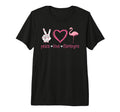 Peace Love Flamingo Hand Sign Heart T-Shirt - Custom Art Print Unisex - T-Shirt, Sweatshirt, Hoodie