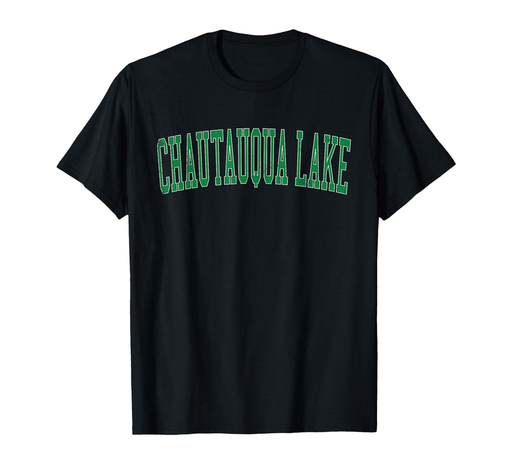 Chautauqua Lake Distressed Green Varsity T-Shirt - Trendy Graphic Unisex - T-Shirt, Sweatshirt, Hoodie