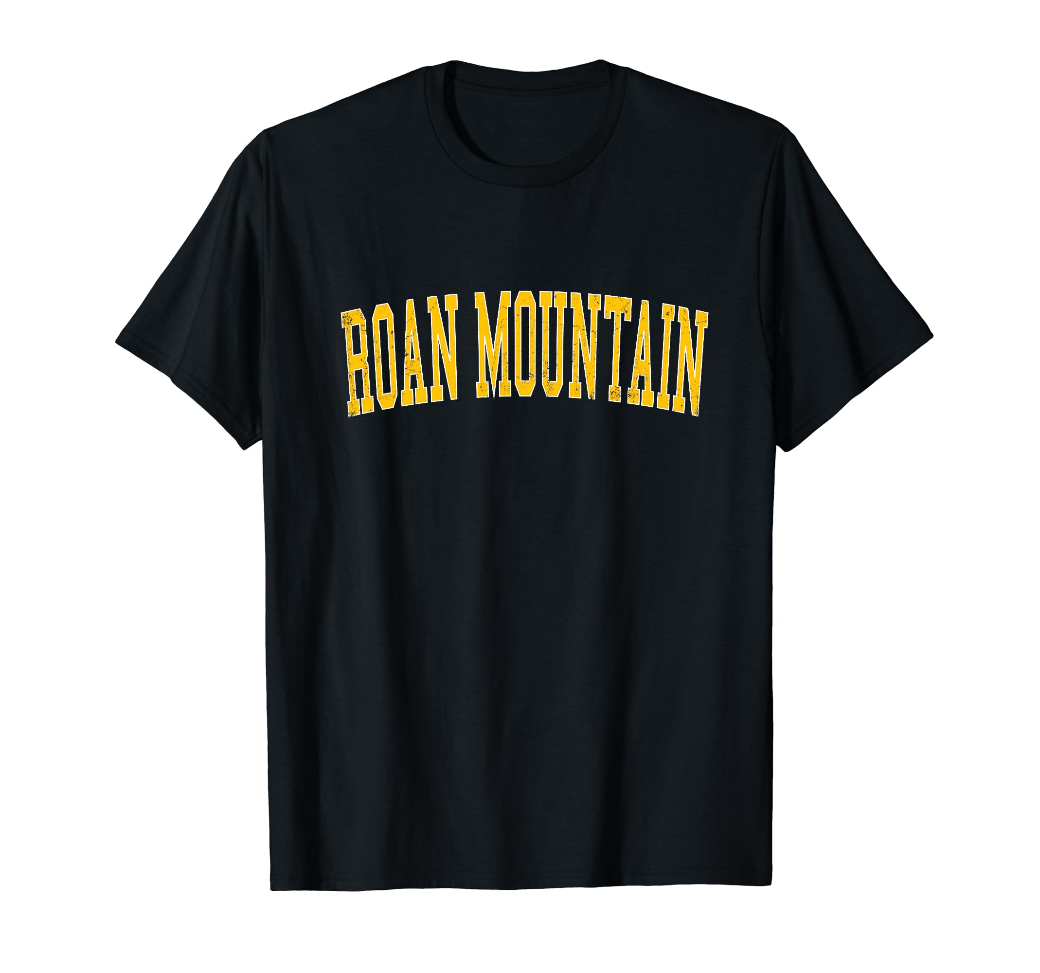 Roan Mountain Distressed Gold Varsity T-Shirt - Aesthetic Graphic Unisex - T-Shirt, Sweatshirt, Hoodie