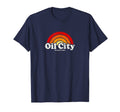 Oil City Pennsylvania Pa 70S Rainbow T-Shirt - Fun Novelty Design Unisex - T-Shirt, Sweatshirt, Hoodie