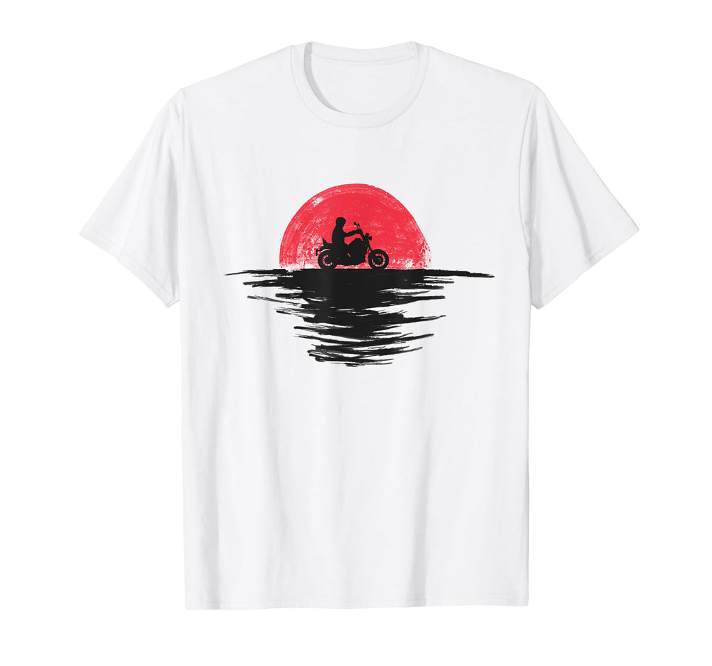 Motorcycle Big Bike Japanese Sunset Red T-Shirt - Minimalist Print Unisex - T-Shirt, Sweatshirt, Hoodie
