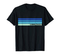 Illinois Blue Color Gradient 70S Stripes T-Shirt - Unique Graphic Unisex - T-Shirt, Sweatshirt, Hoodie