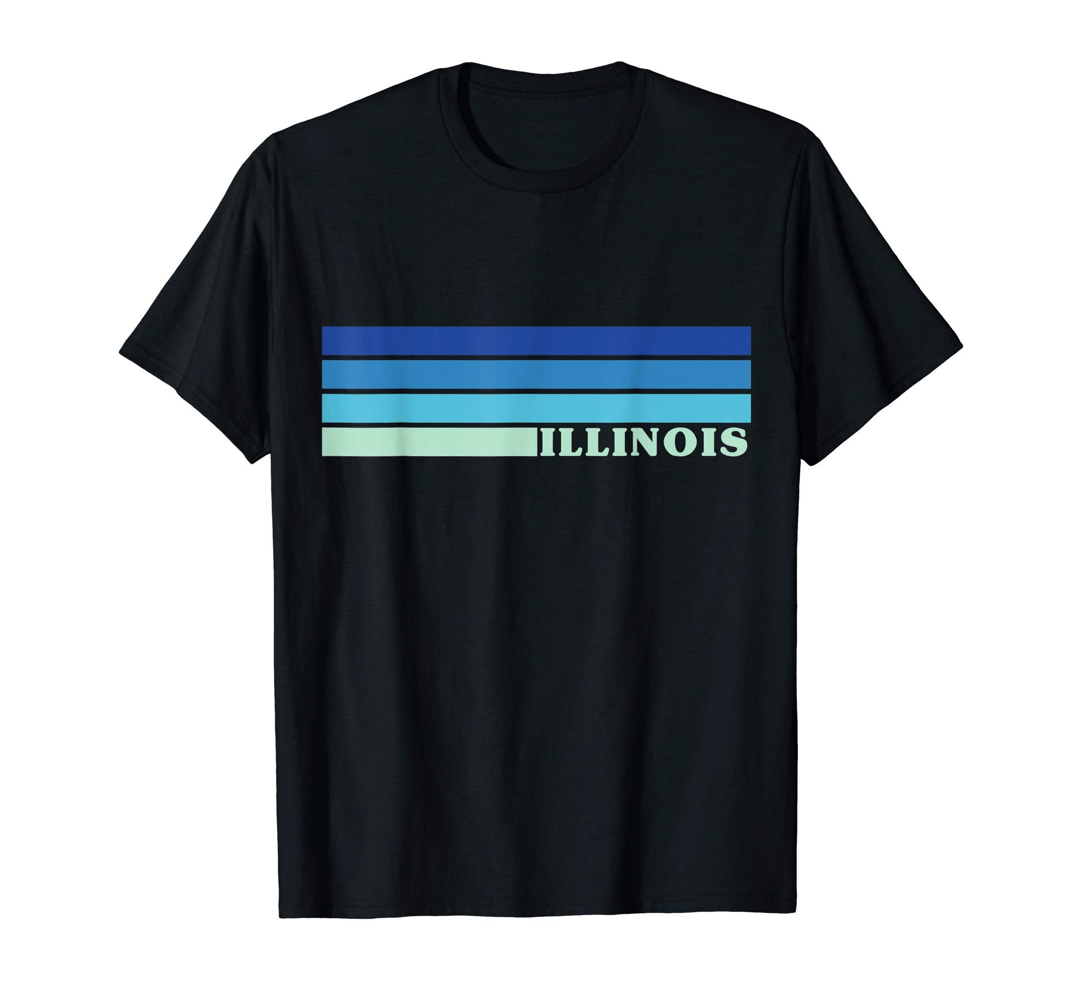 Illinois Blue Color Gradient 70S Stripes T-Shirt - Unique Graphic Unisex - T-Shirt, Sweatshirt, Hoodie