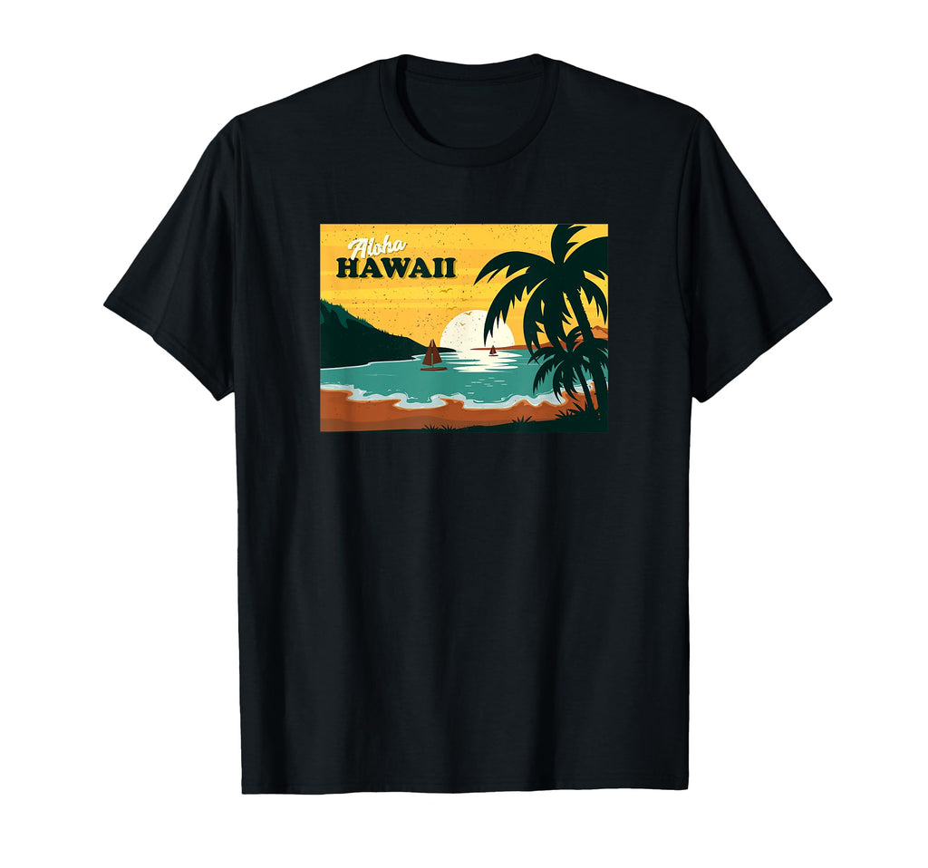 70S Postcard Distressed Aloha Hawaii T-Shirt - Unique Graphic for Adults - T-Shirt, Sweatshirt, Hoodie
