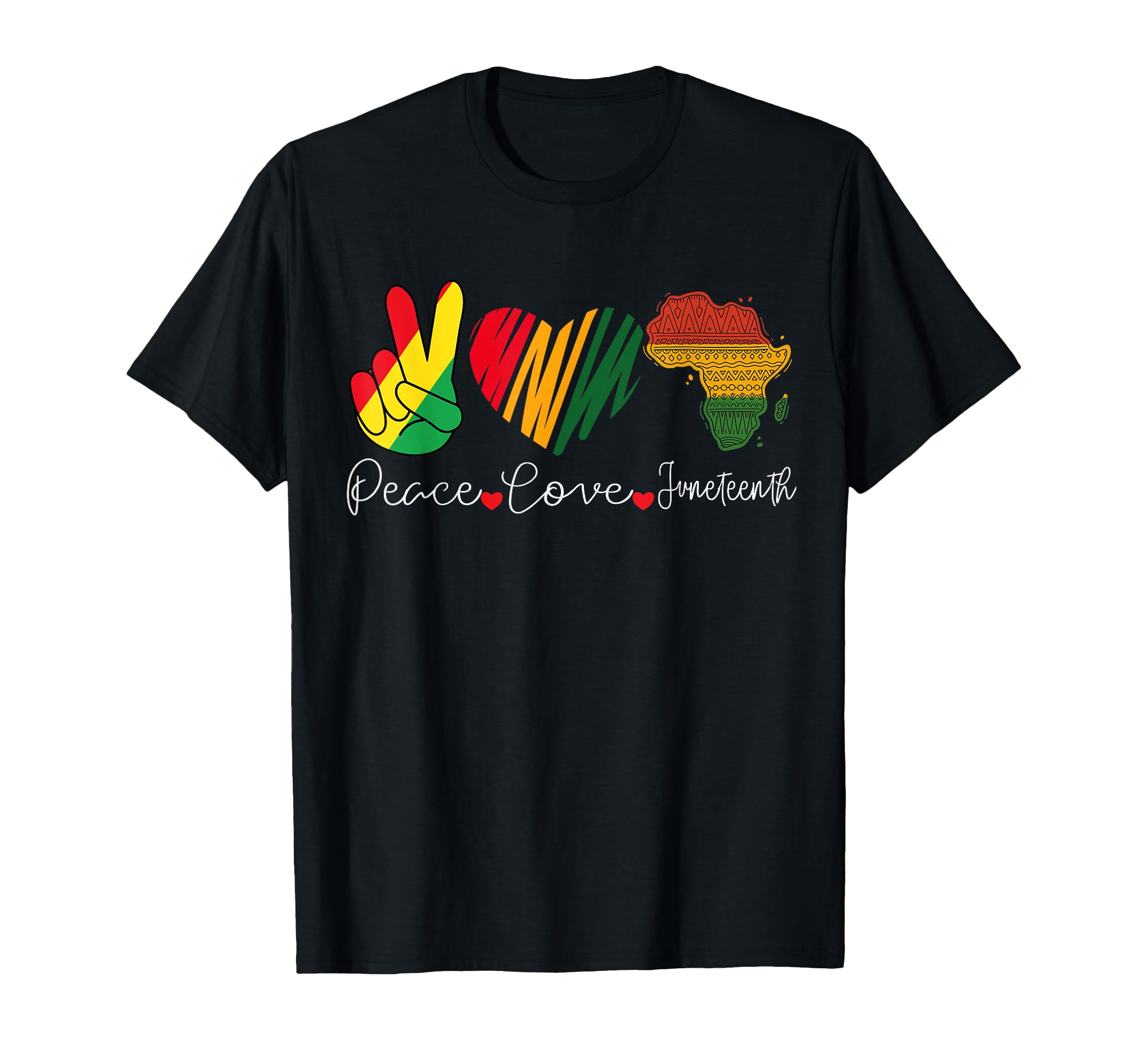 Peace Love Juneteenth T-Shirt - Minimalist Print for Adults - T-Shirt, Sweatshirt, Hoodie