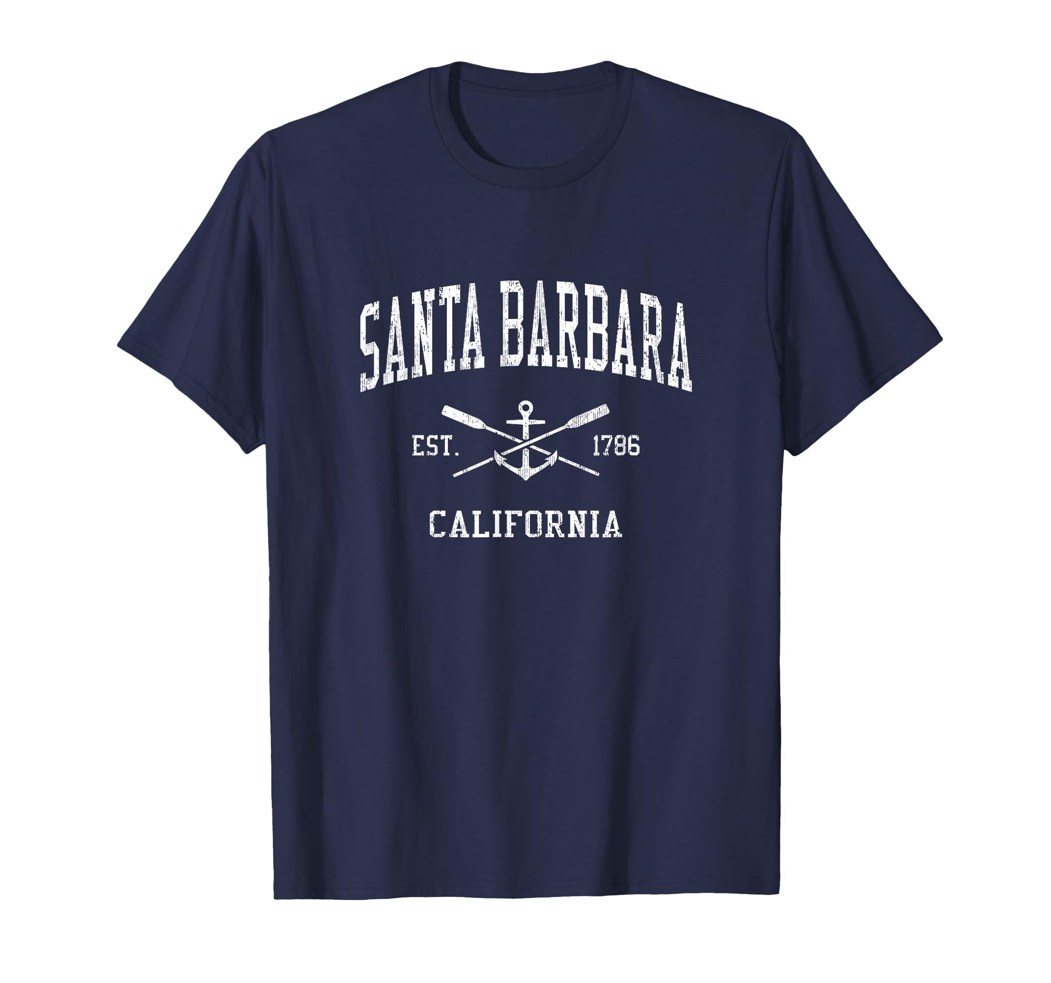 Santa Barbara Ca Crossed Oars Boat T-Shirt - Custom Art Print Men Women - T-Shirt, Sweatshirt, Hoodie