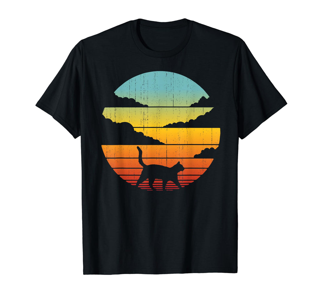 Cat 60S 70S Sunset Mammal Animal Lovers T-Shirt - Unique Graphic Men Women - T-Shirt, Sweatshirt, Hoodie