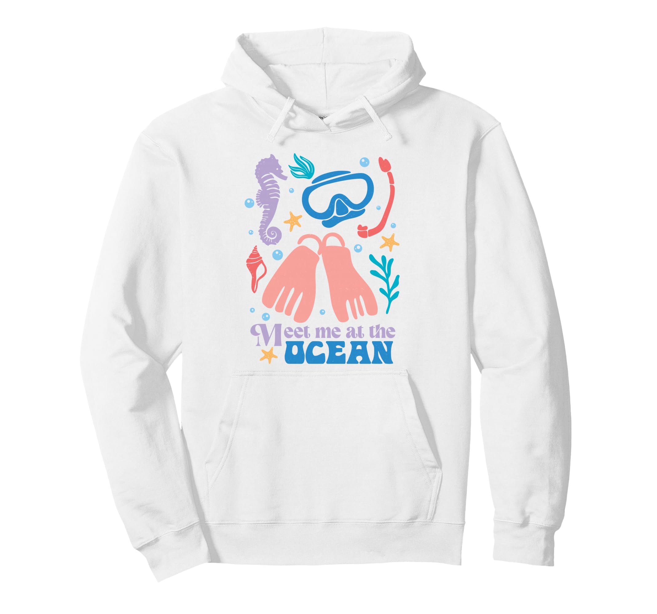 Meet Me Ocean Boho Beach Vacation Hoodie - Minimalist Print Unisex - T-Shirt, Sweatshirt, Hoodie